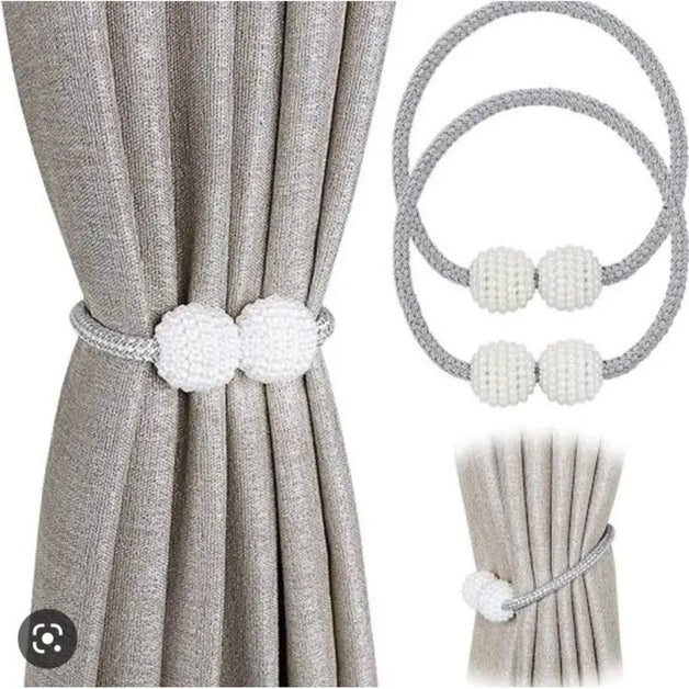 1 Pair Random Color Magnetic Curtain Tieback Curtains Holder Convenient Drape Tie Backs Pearl Decorative Rope Holdback Holder - Oshi.pk - Buy & Sell Online