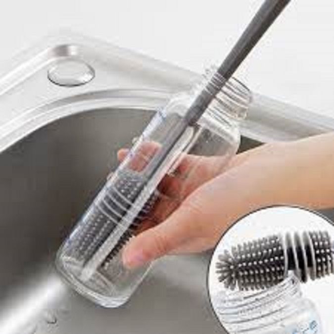 1 Pc - Long Bottle Cleaning Brush for Washing Water Bottle, Narrow Neck Containers, Hydro Flask, Vacuum Sports Bottle, Vase and Glassware - 33 cm - Gr - Oshi.pk - Buy & Sell Online