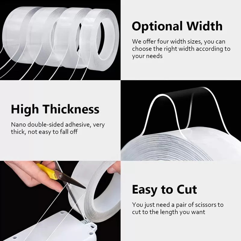 1 Pcs Double Sided Tape Heavy Duty Multipurpose Wall Tape Adhesive Strips Removable Mounting Tape,Reusable Strong Sticky Transparent Tape Gel - Oshi.pk - Buy & Sell Online