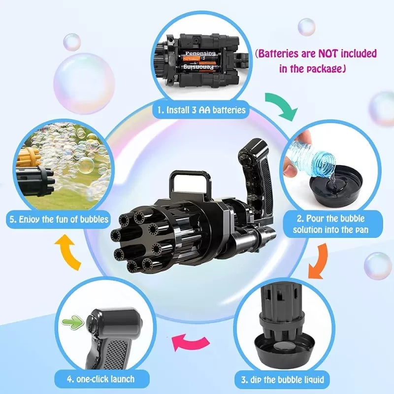1 Pcs Massive Bubble Gun Gatling Bubble Machine Guns Bubble Blower Automatic Bubble Maker Toy for Toddler Kids Children - Oshi.pk - Buy & Sell Online