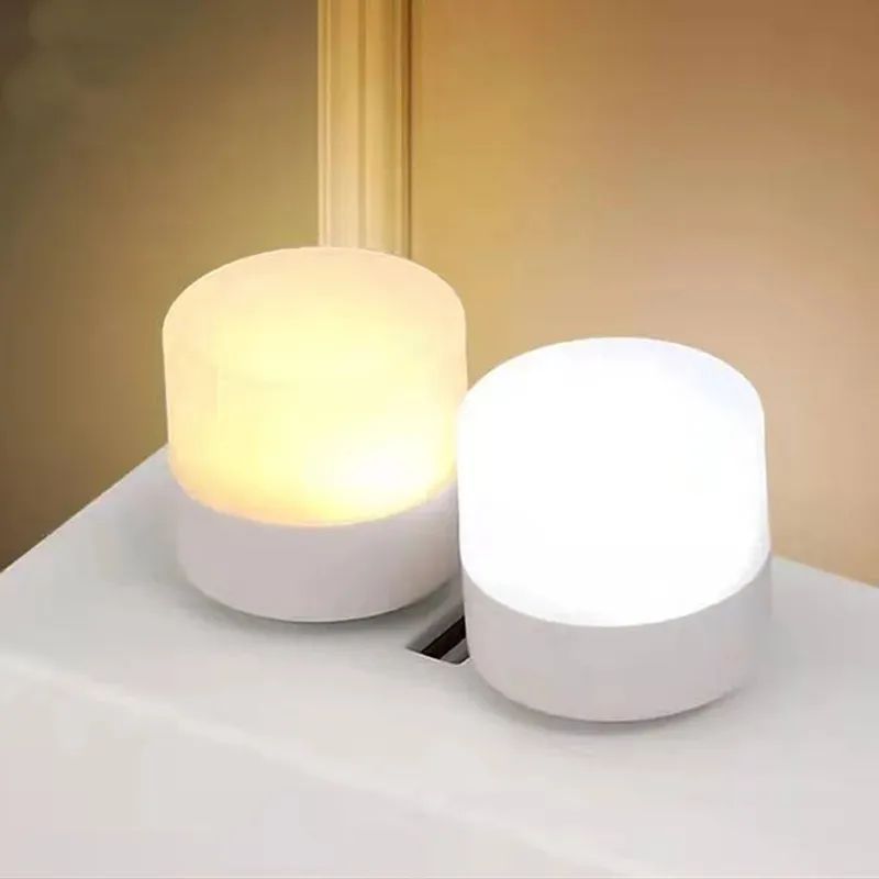1 Piece USB Lamp Mini LED Night Light Power Bank Charging USB Book Lights Small Round Reading Desk Lamp Bulb - Oshi.pk - Buy & Sell Online