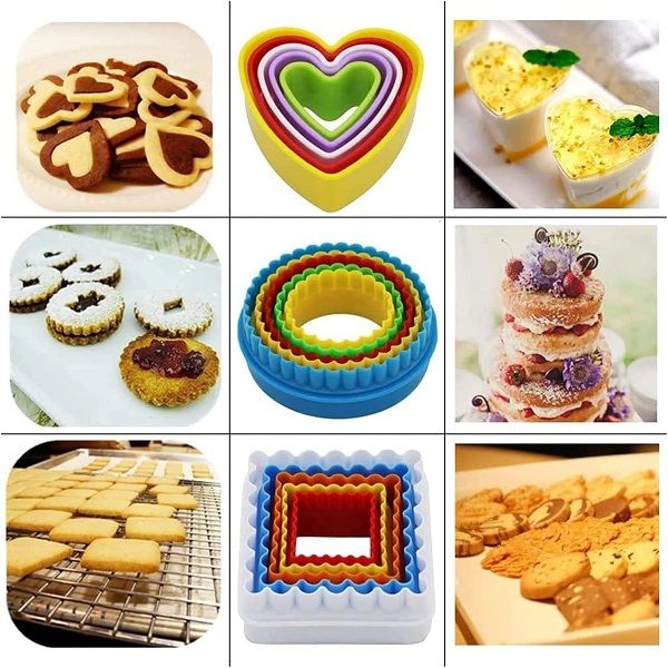 1 Set 5pcs Plastic Cookie Cutters Colorful Multi-Size Random Design Deliver - Oshi.pk - Buy & Sell Online