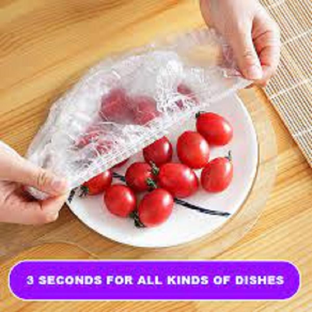 100 Disposable Cling Film Cover Elastic Food Storage Covers Disposable Bowl Covers Dish Plate Covers Transparent Universal Food Cover Stretch Lids For - Oshi.pk - Buy & Sell Online