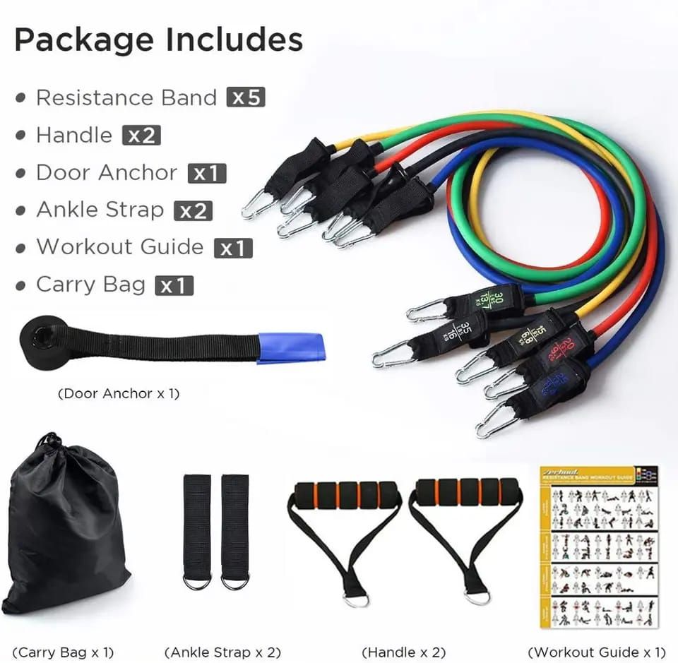 11 Pcs Latex Resistance Band Transform Your Home into a Personal Gym with Our 11-Piece Resistance Band Set! - Oshi.pk - Buy & Sell Online