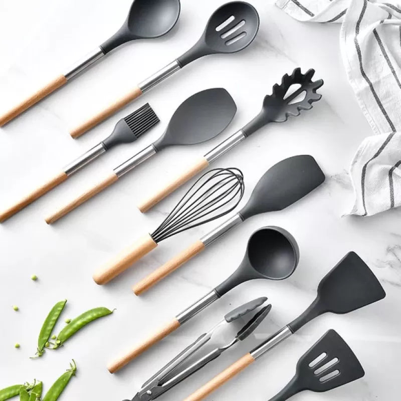 12 Pcs Silicone Cooking Utensils Set With Bucket - Oshi.pk - Buy & Sell Online