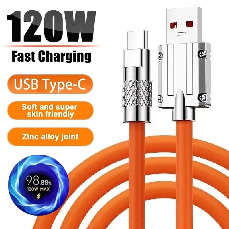 120W 6A Super Fast Charge Type C Liquid Silicone Cable Quick Charge 2M USB Cable Usb C Charger Cable - Oshi.pk - Buy & Sell Online
