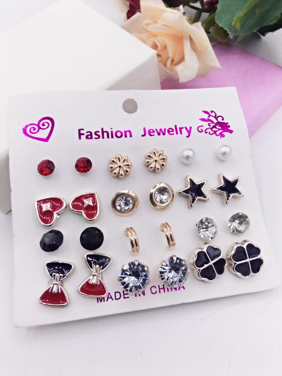 Pack Of 12 - Earrings Tops Fashion Women trendy stylish girls Earring - Oshi.pk - Buy & Sell Online