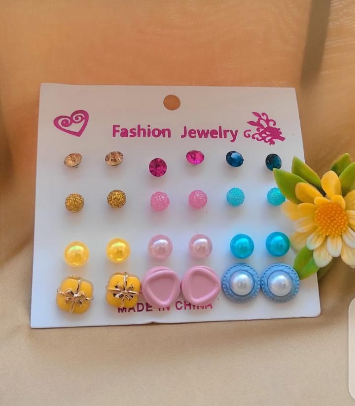 Pack Of 12 - Earrings Tops Fashion Women trendy stylish girls Earring - Oshi.pk - Buy & Sell Online