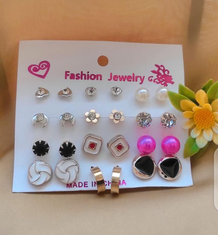 Pack Of 12 - Earrings Tops Fashion Women trendy stylish girls Earring - Oshi.pk - Buy & Sell Online
