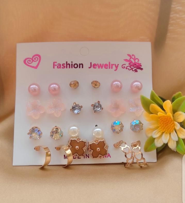 Pack Of 12 - Earrings Tops Fashion Women trendy stylish girls Earring - Oshi.pk - Buy & Sell Online