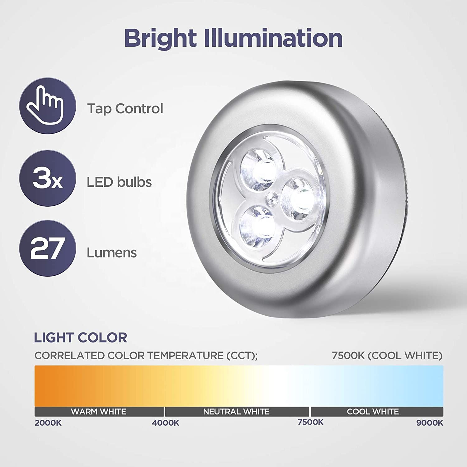 1PC 3 LED Battery Powered Wireless Night Light Stick Tap Touch Push Security Closet Cabinet Kitchen Wall Lamp Kids Nursery Toy - Oshi.pk - Buy & Sell Online