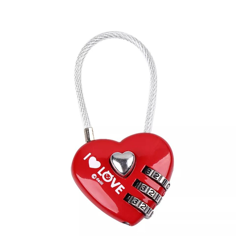 1PC Mini Heart Shaped Padlock 3 Digits Password Love Lock Travel Luggage Padlock - Oshi.pk - Buy & Sell Online