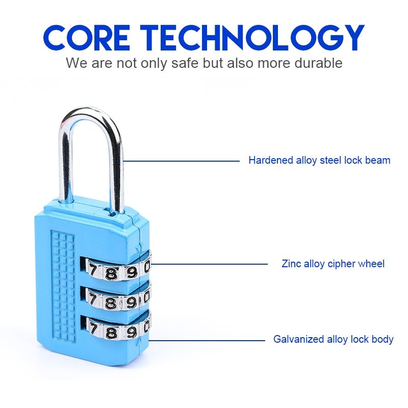 1PC Small Portable 3-Digit Combination Lock for Zipper Bags and Suitcases - Oshi.pk - Buy & Sell Online