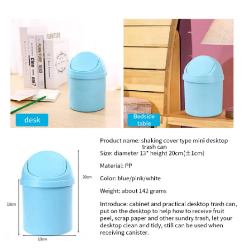 1Pcs Mini Table Desk Dustbin Household Shake Lid Type Waste Bin Garbage Trash for Car Office Home Kitchen and Study Table - Oshi.pk - Buy & Sell Online