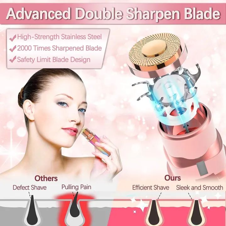Rechargeable 2 In 1 Hair Remover Trimmer For Women, Electric Flawless Facial Machine Razor, Painless - Oshi.pk - Buy & Sell Online
