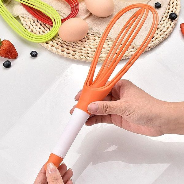 2 In 1 Flat and Balloon Collapsible Twist Whisk Egg Beater Silicone Rotating - Oshi.pk - Buy & Sell Online
