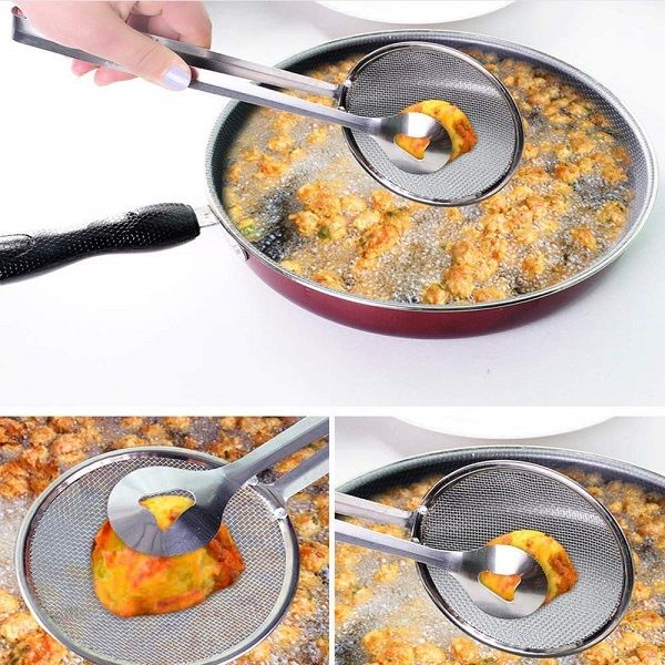 2 in 1 Fry Tool Filter Spoon Snack Strainer with Clip Oil Frying - Oshi.pk - Buy & Sell Online