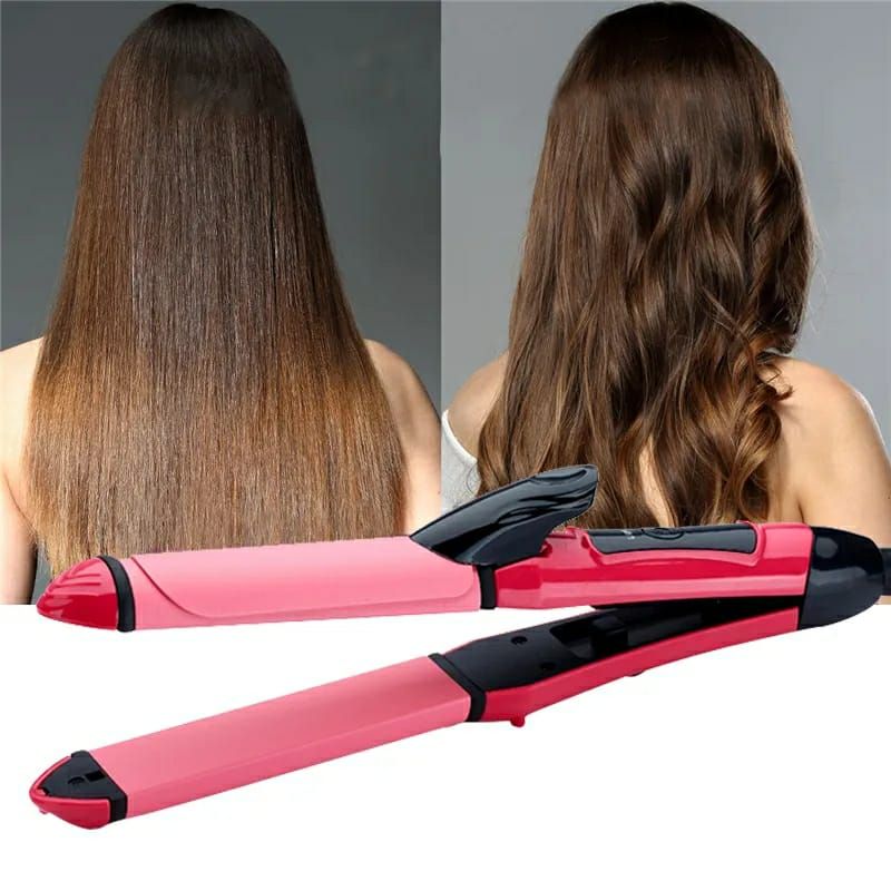 2 in 1 Hair Straightener Curler Iron Professional Hair Iron Hot Ceramic Iron Wave Wand Straight Curl Hair Care Styling Tools - Oshi.pk - Buy & Sell Online