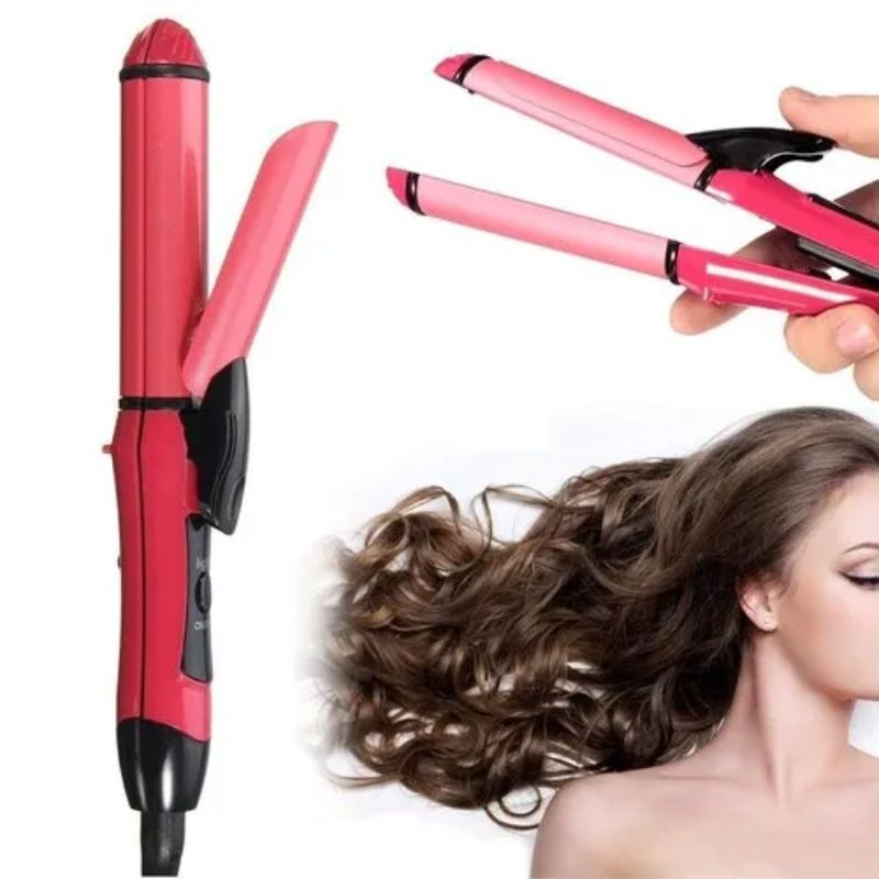 2 in 1 Hair Straightener Curler Iron Professional Hair Iron Hot Ceramic Iron Wave Wand Straight Curl Hair Care Styling Tools - Oshi.pk - Buy & Sell Online