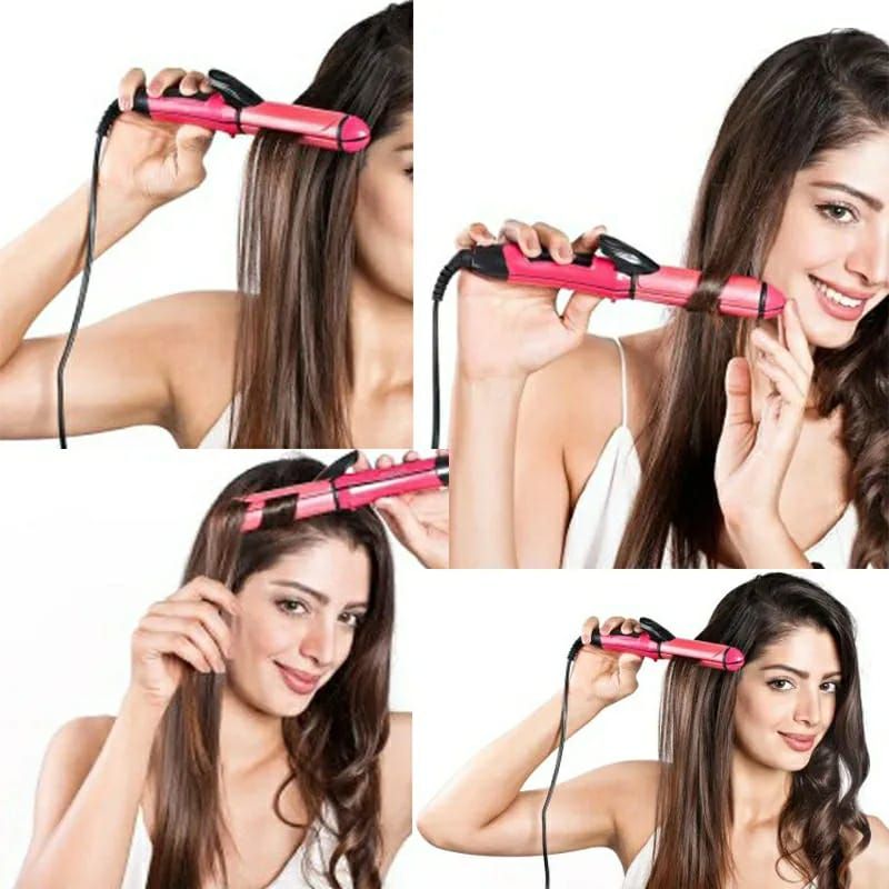 2 in 1 Hair Straightener Curler Iron Professional Hair Iron Hot Ceramic Iron Wave Wand Straight Curl Hair Care Styling Tools - Oshi.pk - Buy & Sell Online