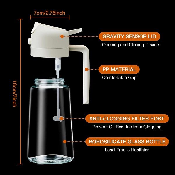 2 in 1 Oil Dispenser Olive Glass Oil Bottle with Nozzle Oil Sprayer - Oshi.pk - Buy & Sell Online