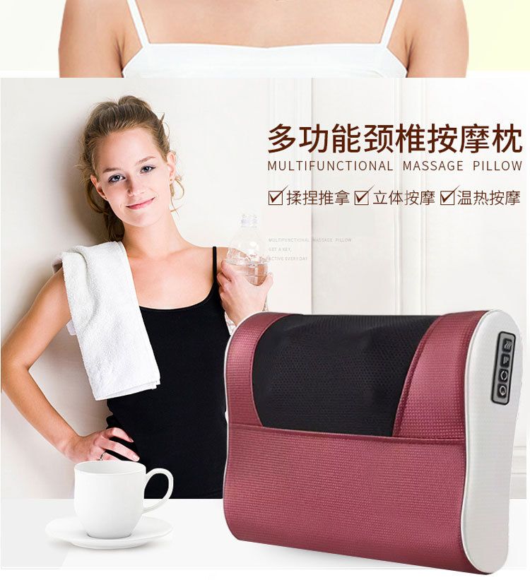 20 heads cervical vertebra massager electric neck waist body neck massage pillow shoulder kneading back massge cushion - Oshi.pk - Buy & Sell Online