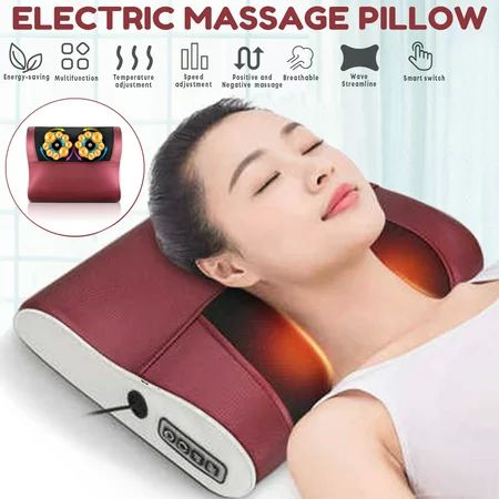 20 heads cervical vertebra massager electric neck waist body neck massage pillow shoulder kneading back massge cushion - Oshi.pk - Buy & Sell Online