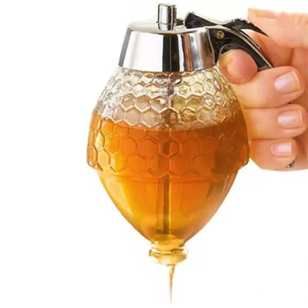 200ML Honey Juice Syrup Dispenser Practical Acrylic Pot Jar 1 Cup Acrylic/Plastic Bee Hive with Trigger Cup