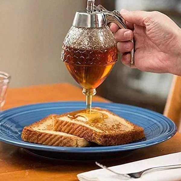 200ML Honey Juice Syrup Dispenser Practical Acrylic Pot Jar 1 Cup Acrylic/Plastic Bee Hive with Trigger Cup