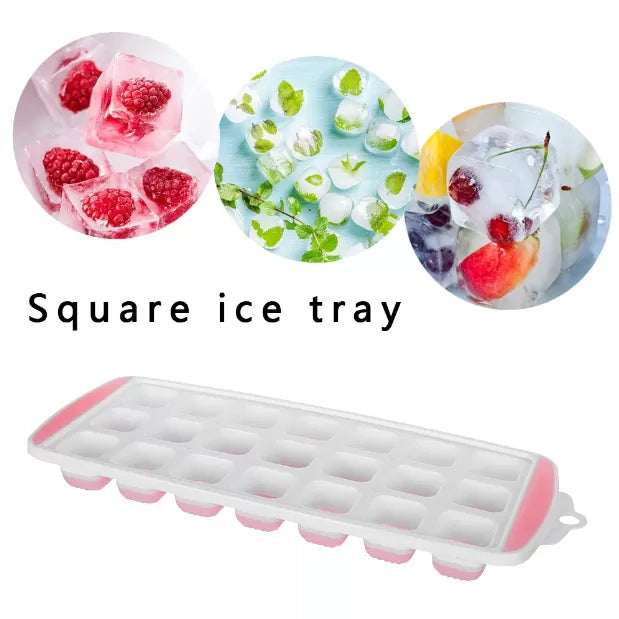 21 Grids Ice Cube Tray Silicone Plastic Reusable Ice Cubes Mold Square Shape DIY Fruit Ice Cream Maker Silicone Bottom - Oshi.pk - Buy & Sell Online