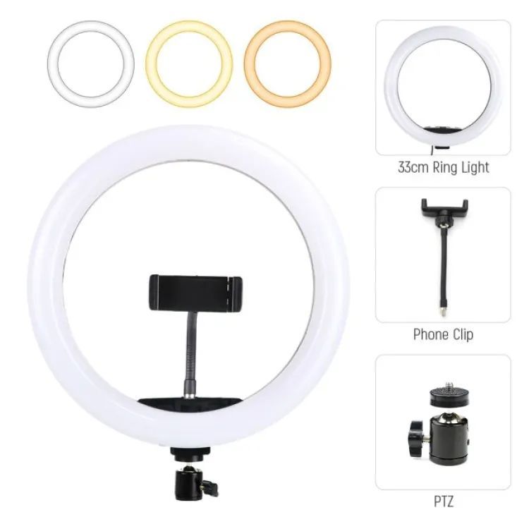 26 CM Selfie LED Ring Light With Ball Head Mobile Holder 3 Colour Brightness With Dimm Full Option - Oshi.pk - Buy & Sell Online