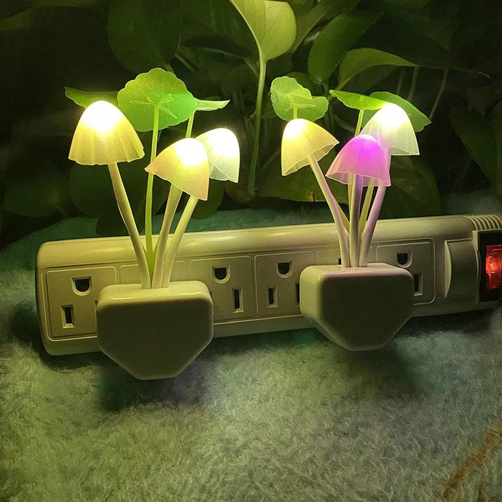 2Pcs Automatic Sensor Light Night Color Changing Romantic Flower LED Night Lights Flower Mushroom Lamp Bedroom Kids Room - Oshi.pk - Buy & Sell Online