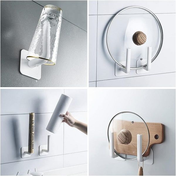 2pcs Pot Lid Holder Pot Cover Lid Rack Plastic Wall Mount - Oshi.pk - Buy & Sell Online