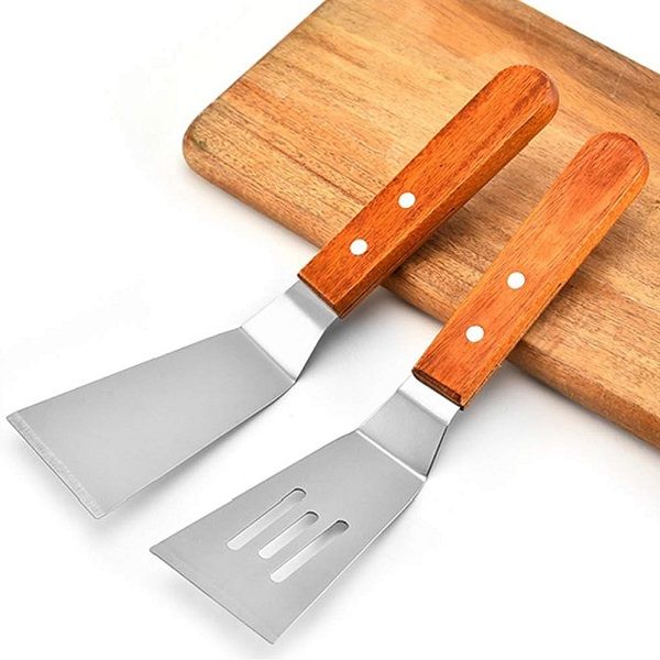 2pcs Set Slotted Fish Spatula Griddle Scraper and Pancake Flipper or Hamburger Turner - Oshi.pk - Buy & Sell Online