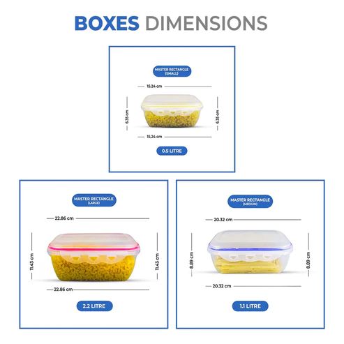 (3.96 Litre) Air tight 3 Pieces Food Container Set Master Rectangle - Oshi.pk - Buy & Sell Online