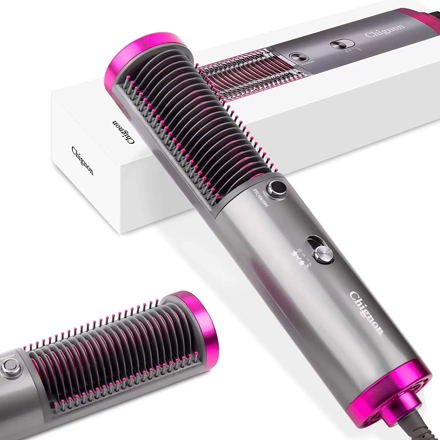 3 In 1 Hair Straightener With Blow Dryer Fast Drying PTC Ceramic Coating Negative Ion Brush For Hair Styling - Oshi.pk - Buy & Sell Online