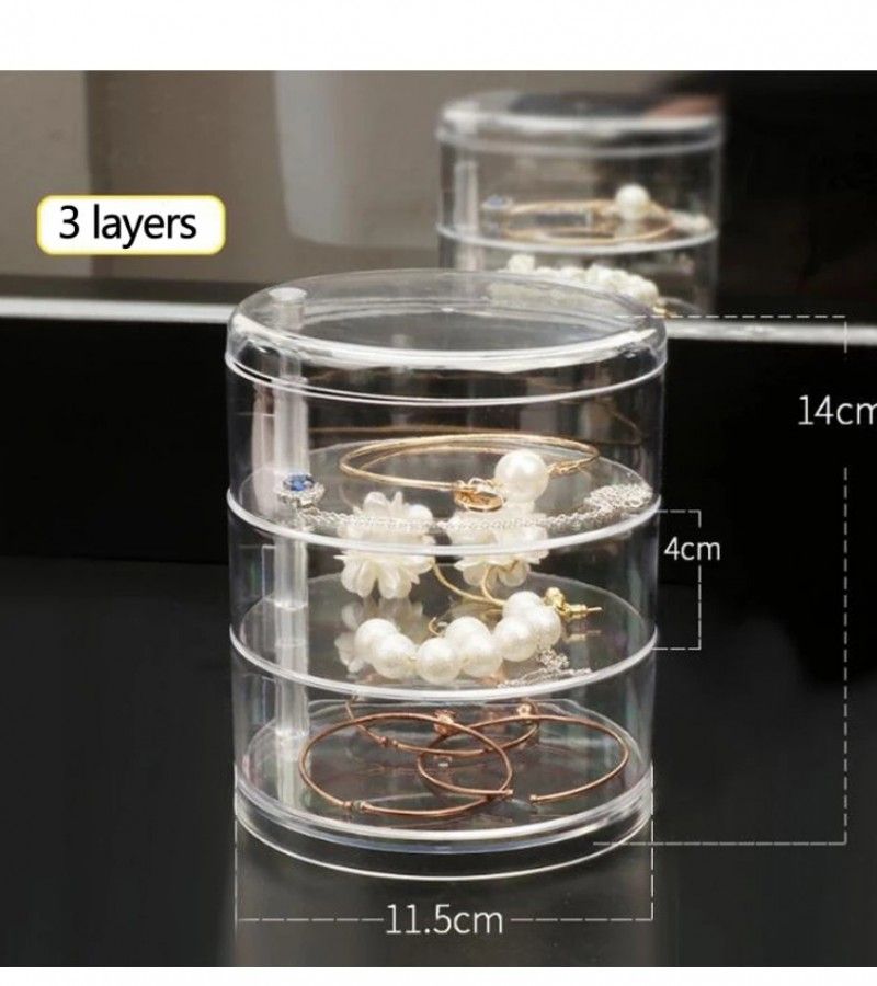 3 Layer Transparent Rotating Jewelry Box - Oshi.pk - Buy & Sell Online