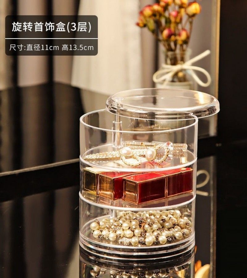 3 Layer Transparent Rotating Jewelry Box - Oshi.pk - Buy & Sell Online