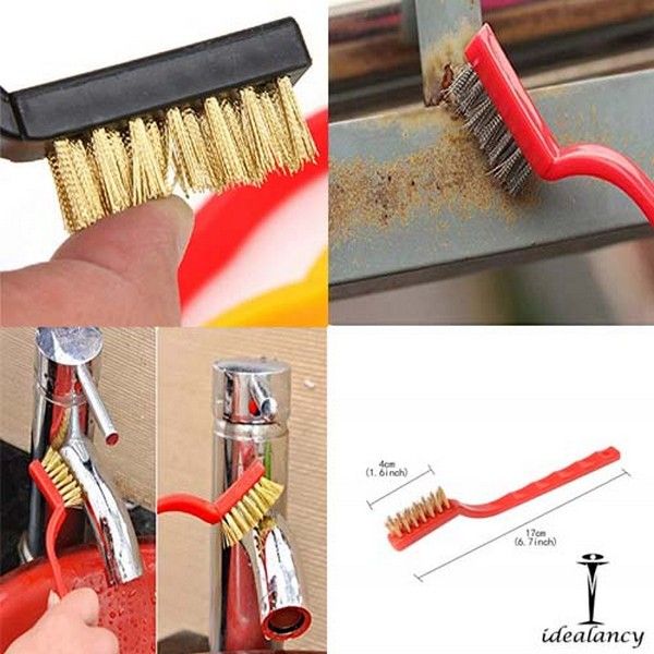 3 Pcs Mini Wire Brush Set Steel Brass Nylon Brush Cleaning Metal Rust Clean - Oshi.pk - Buy & Sell Online