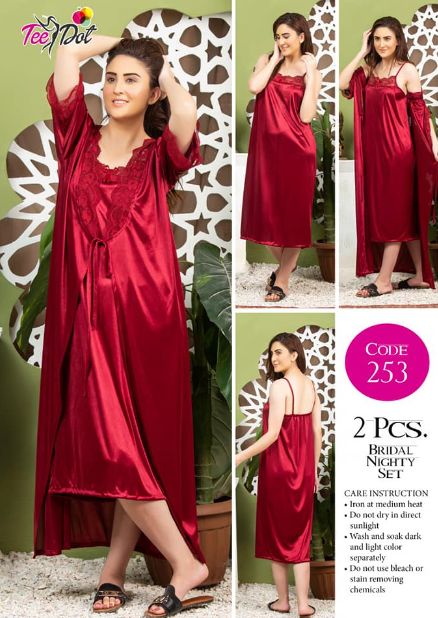 2 Piece Women's Top Relaxing Soft Silk Sleepwear (NN-252-Maroon) - Oshi.pk - Buy & Sell Online