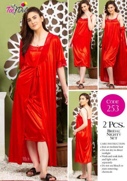 2 Piece Women's Top Relaxing Soft Silk Sleepwear (NN-252-Red) - Oshi.pk - Buy & Sell Online