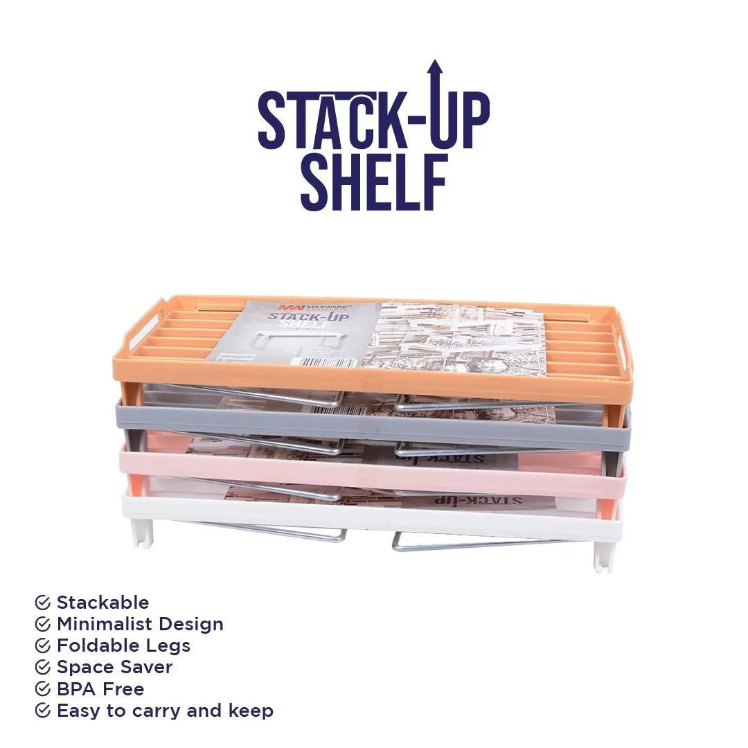 3 Stack Up Shelf with Steel Metal Leg, Folding Kitchen Organizer Cabinet Shelves Foldable Shelf Stand Jar Rack - Oshi.pk - Buy & Sell Online