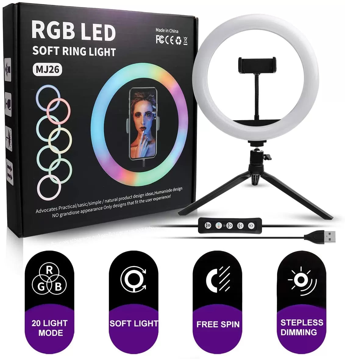33 cm RGB ring light