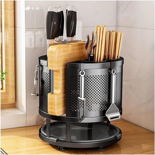 360° Rotating Storage Rack Kitchen Cutlery Organizer - Oshi.pk - Buy & Sell Online