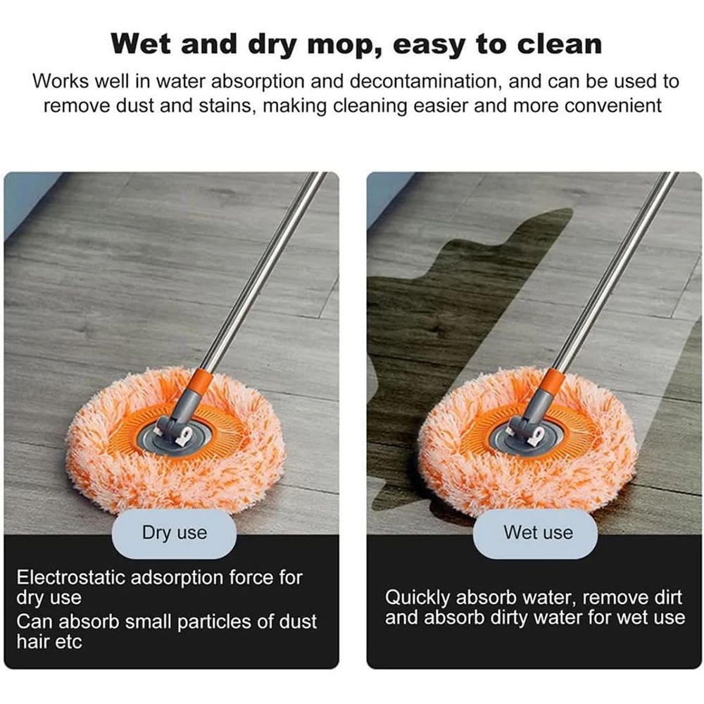 360°Rotatable Mop Round Microfiber Dust Mops Cleaning Tools For Household Floor Wall Window - Oshi.pk - Buy & Sell Online