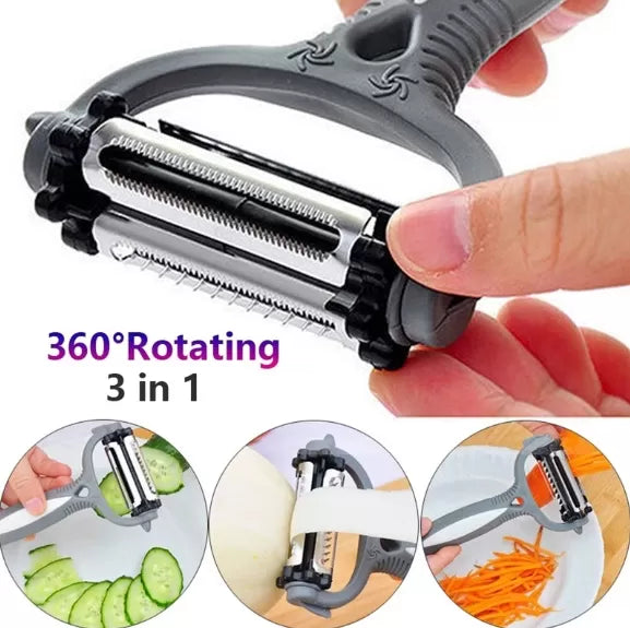 3in1 Potato Peeler Multifunctional 360 Degree Rotary Vegetable Peeler Cutter Melon Planer Grater Kitchen Gadget - Oshi.pk - Buy & Sell Online