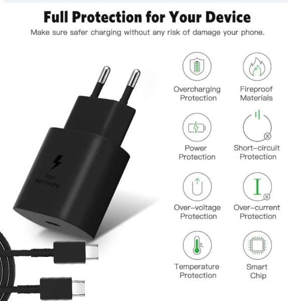 45W Samsung Super Fast Charger With Type C To Type C Cable (Global Certified Charger) Pd Charger For All Mobile Phone - Oshi.pk - Buy & Sell Online