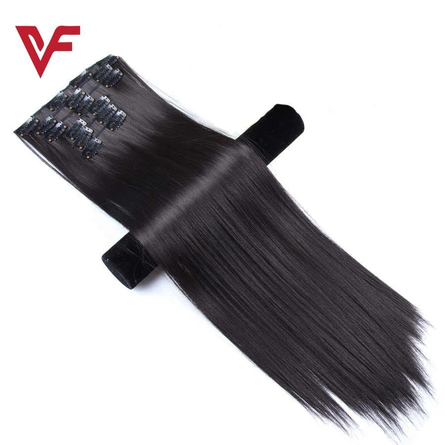 5 Clips In Straight Synthetic Hair Extension Natural Black Hair Extension Wigs For Her Natural Looking Heat Resistant Hair for Women Synthetic Wig - Oshi.pk - Buy & Sell Online