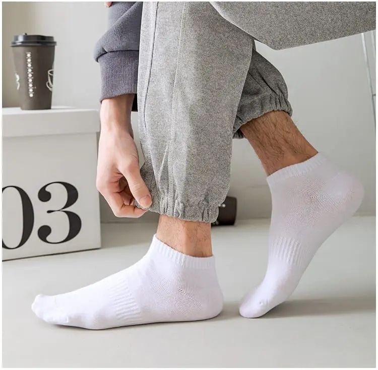 5 Pairs/Lot White Socks Breathable Sweat-Absorbing Sports Men Fashionable Comfortable High-Quality Business Socks - Oshi.pk - Buy & Sell Online