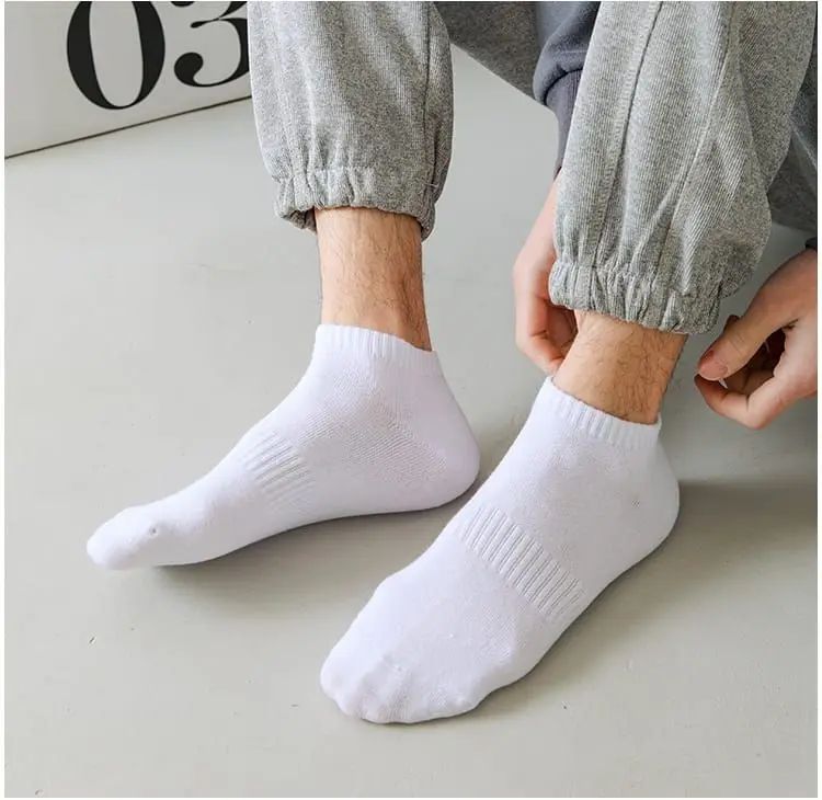 5 Pairs/Lot White Socks Breathable Sweat-Absorbing Sports Men Fashionable Comfortable High-Quality Business Socks - Oshi.pk - Buy & Sell Online